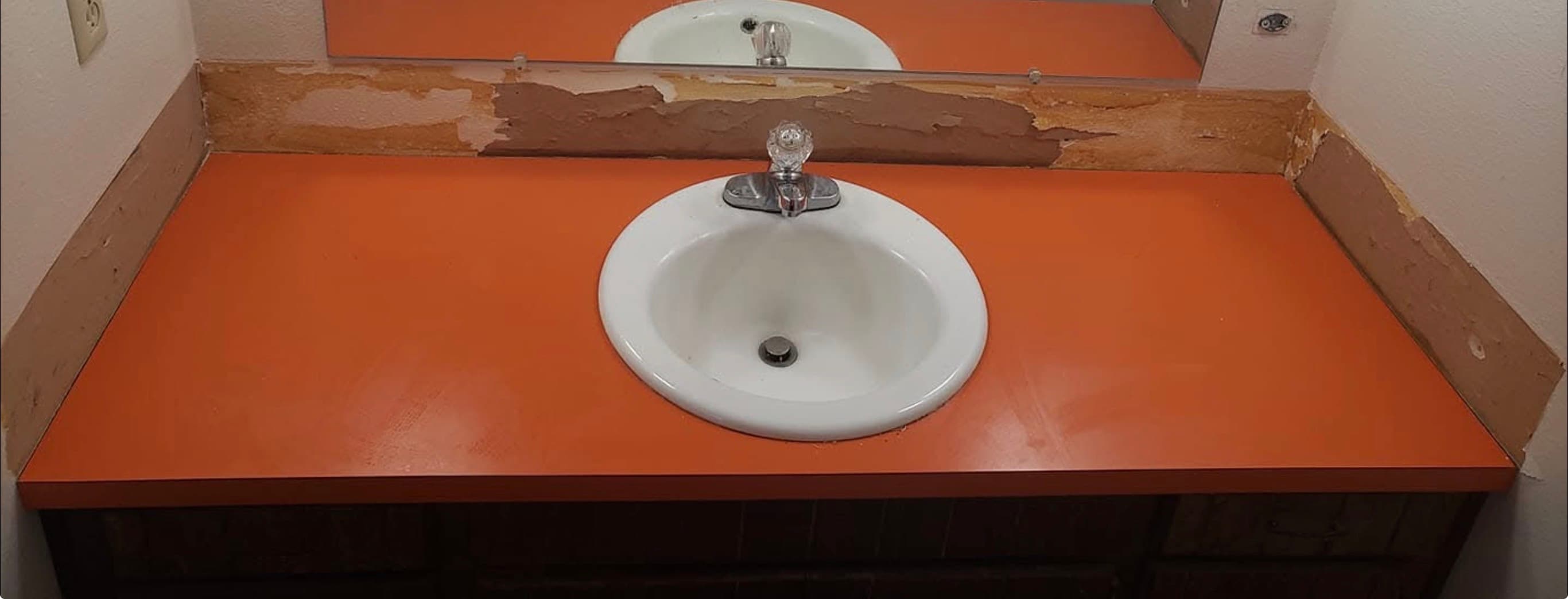 Bathroom vanity before epoxy